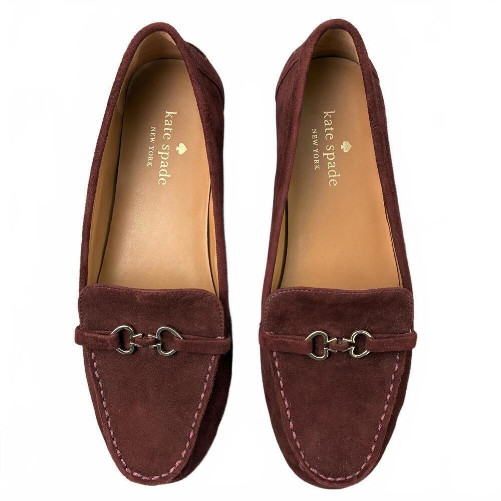 Kate Spade Bernice Women's Burgundy Suede Horsebit Loafers 9B
